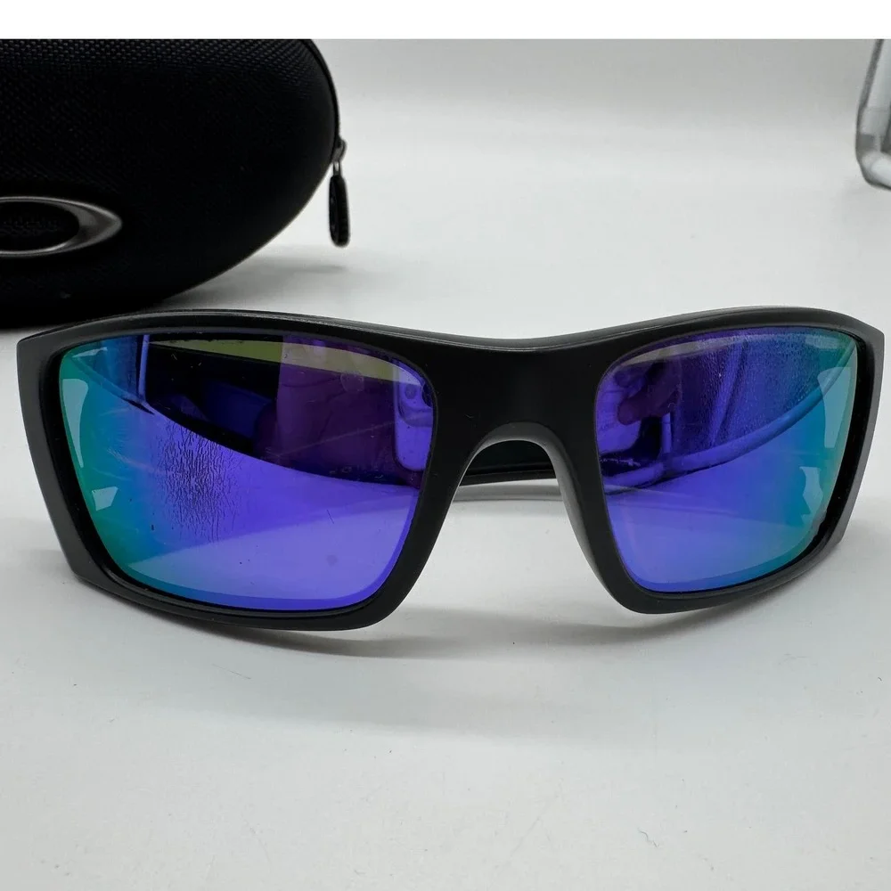 Oakley Fuel Cell OO9096-36 Matte Black Purple Wrap Sunglasses Violet Iridium Len